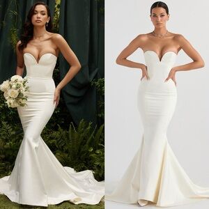 HOUSE OF CB 'Giselle' Ivory Satin Strapless Bridal Gown